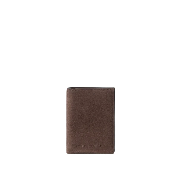 Brunello Cucinelli Suede passport holder in Espresso | Wallets & Purses | Luxury Shoes 