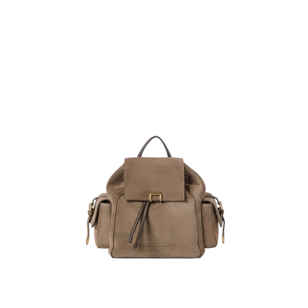 Suede sartorial backpack in Bark