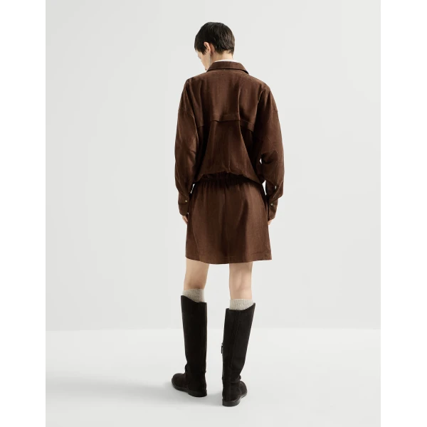 Suede shirt dress in Brown Gianduia - Image 3