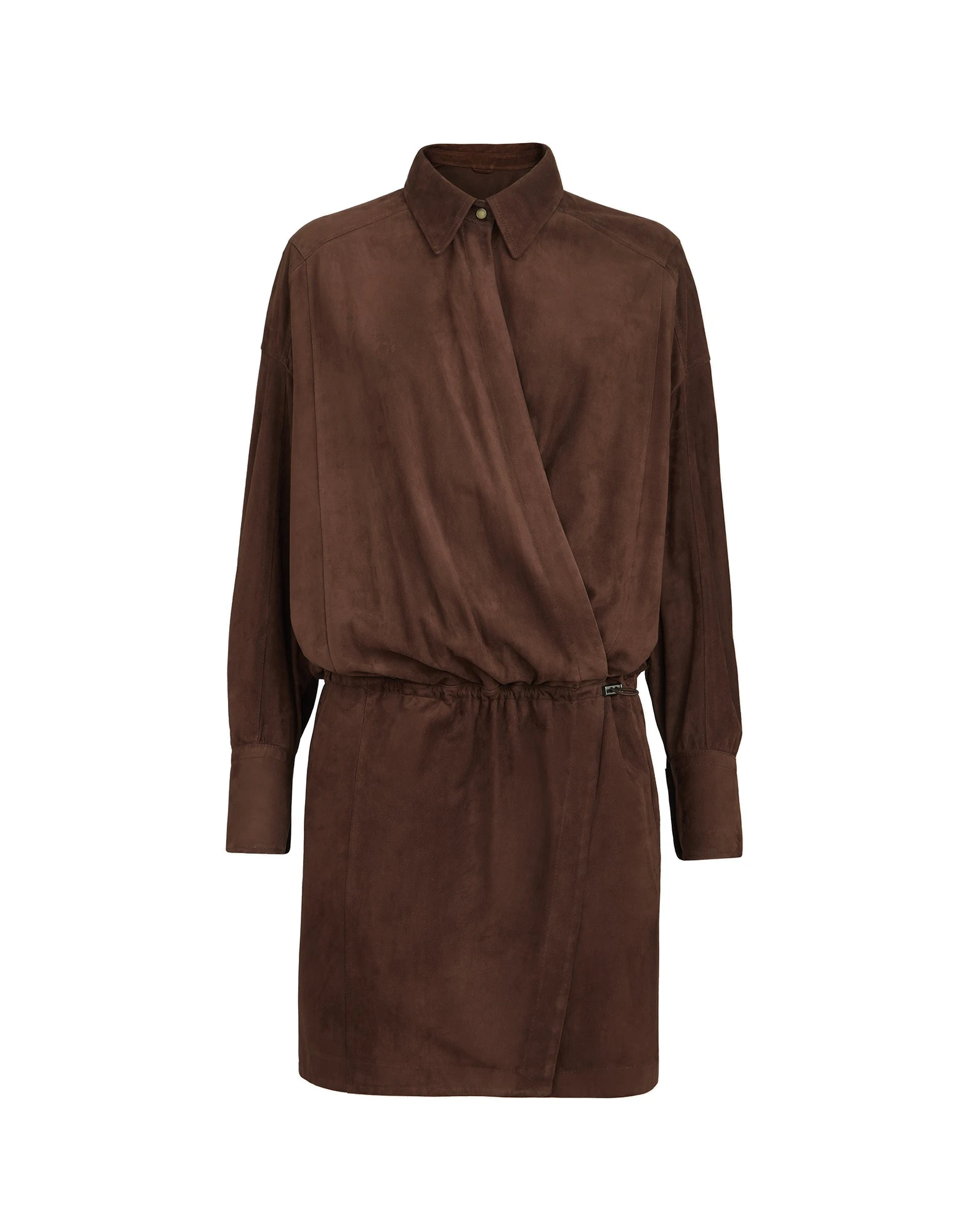Brunello Cucinelli Suede shirt dress in Brown Gianduia | Buy Dresses at Luxury Shoes Brunello Cucinelli Suede shirt dress in Brown Gianduia