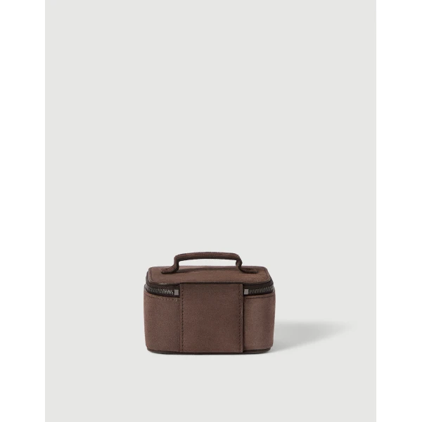 Brunello Cucinelli Suede small jewelry box in Cappuccino, view 2 | Accessories | Luxury Shoes 