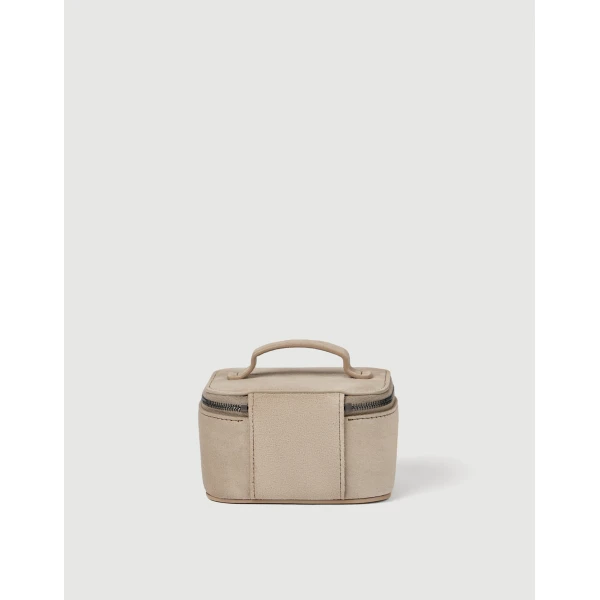Brunello Cucinelli Suede small jewelry box in Light Grey, view 2 | Accessories | Luxury Shoes 