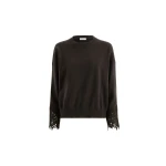 Brunello Cucinelli Sweater with wispy lace cuffs in Coffee | Sweaters | Luxury Shoes 
