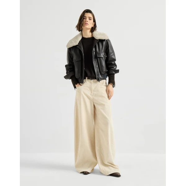 Brunello Cucinelli Sweater with wispy lace cuffs in Coffee, view 6 | Sweaters | Luxury Shoes 