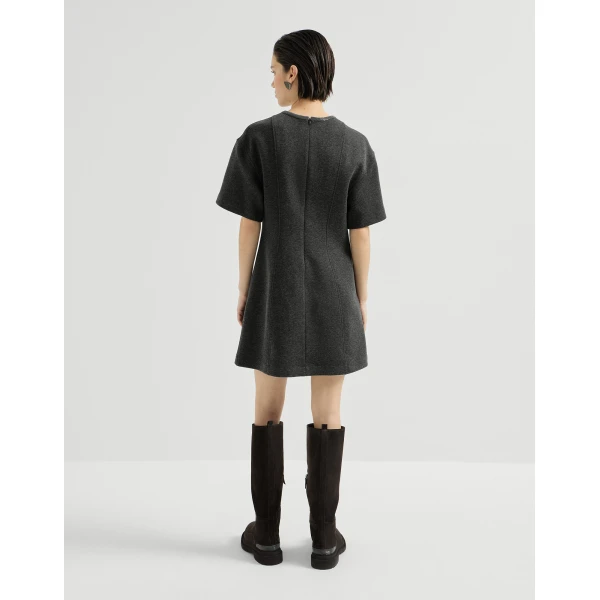Brunello Cucinelli T-shirt dress with precious collar in Anthracite
