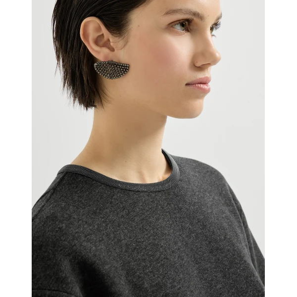 Brunello Cucinelli T-shirt dress with precious collar in Anthracite