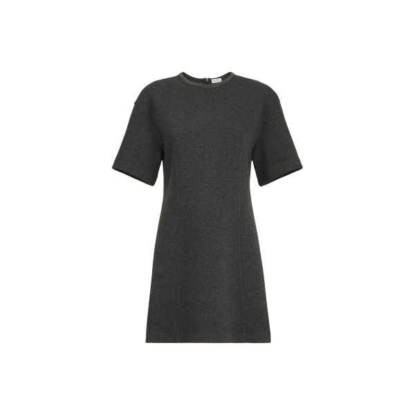 Brunello Cucinelli T-shirt dress with precious collar in Anthracite