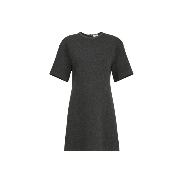 Brunello Cucinelli T-shirt dress with precious collar in Anthracite
