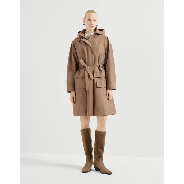 Taffeta coat with monili in Camel - Image 2