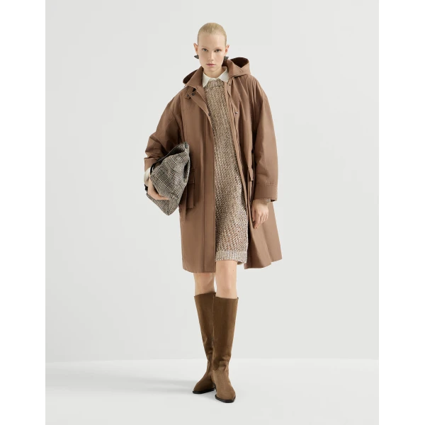Taffeta coat with monili in Camel - Image 6