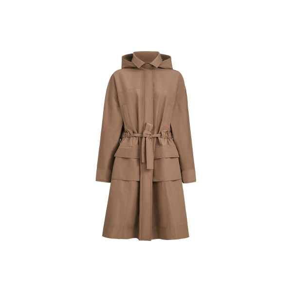 Brunello Cucinelli Taffeta coat with monili in Camel
