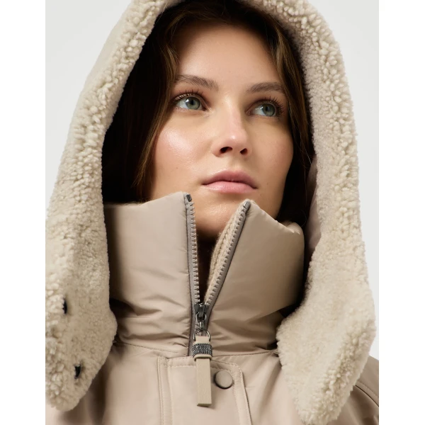 Brunello Cucinelli Taffeta down jacket in Beige, view 4 | Jackets | Luxury Shoes 