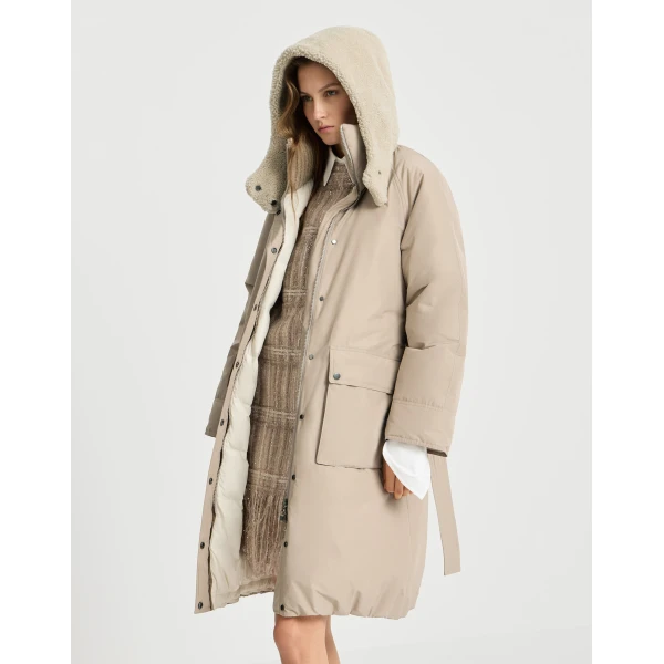 Brunello Cucinelli Taffeta down jacket in Beige, view 5 | Jackets | Luxury Shoes 
