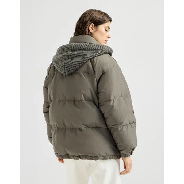 Taffeta down jacket with hood in Green - Image 3