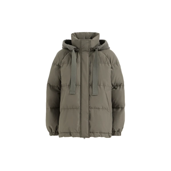 Taffeta down jacket with hood in Green