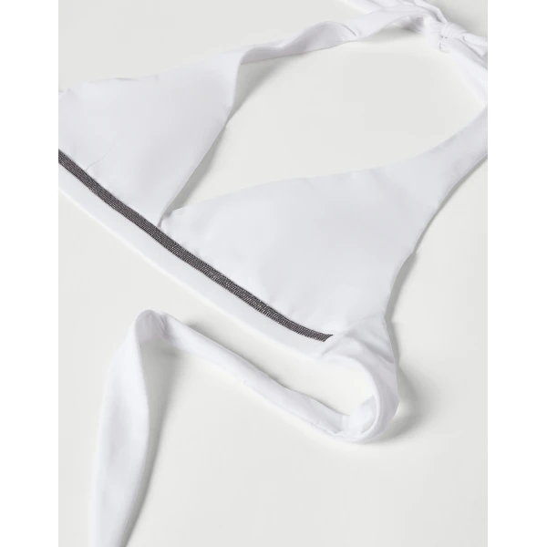 Techno jersey bikini top with monili in White - Image 4