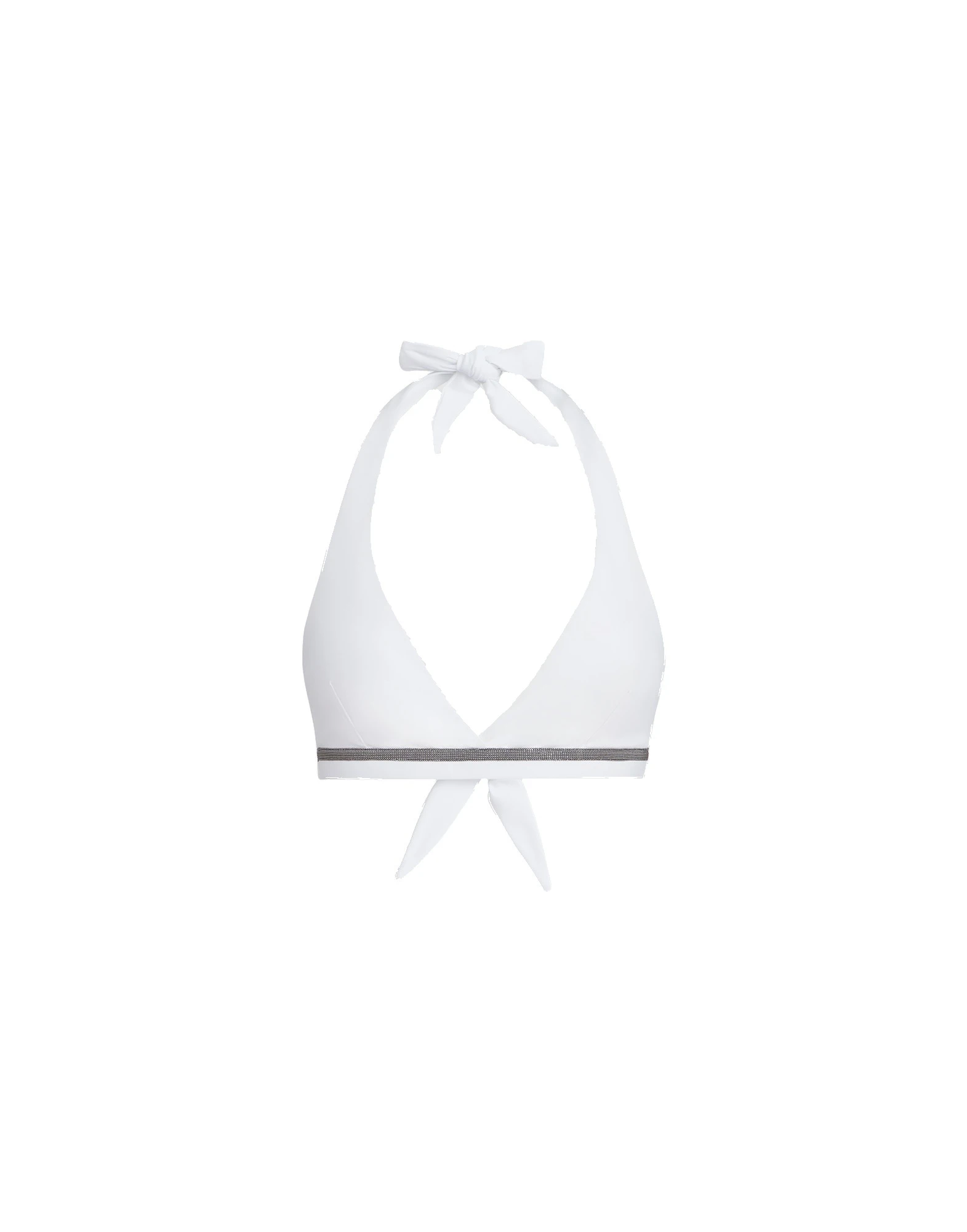 Brunello Cucinelli Techno jersey bikini top with monili in White | Buy Beachwear at Luxury Shoes Brunello Cucinelli Techno jersey bikini top with monili in White
