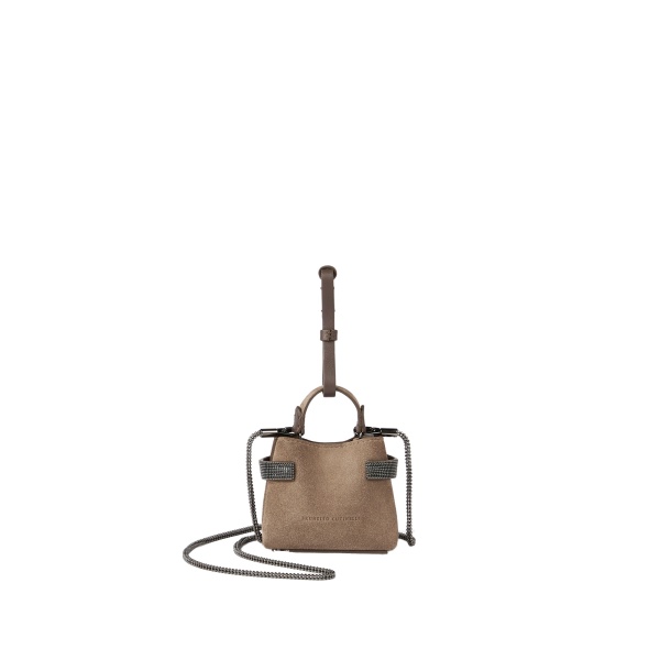 Brunello Cucinelli Top-Handle Essence micro bag in Bark