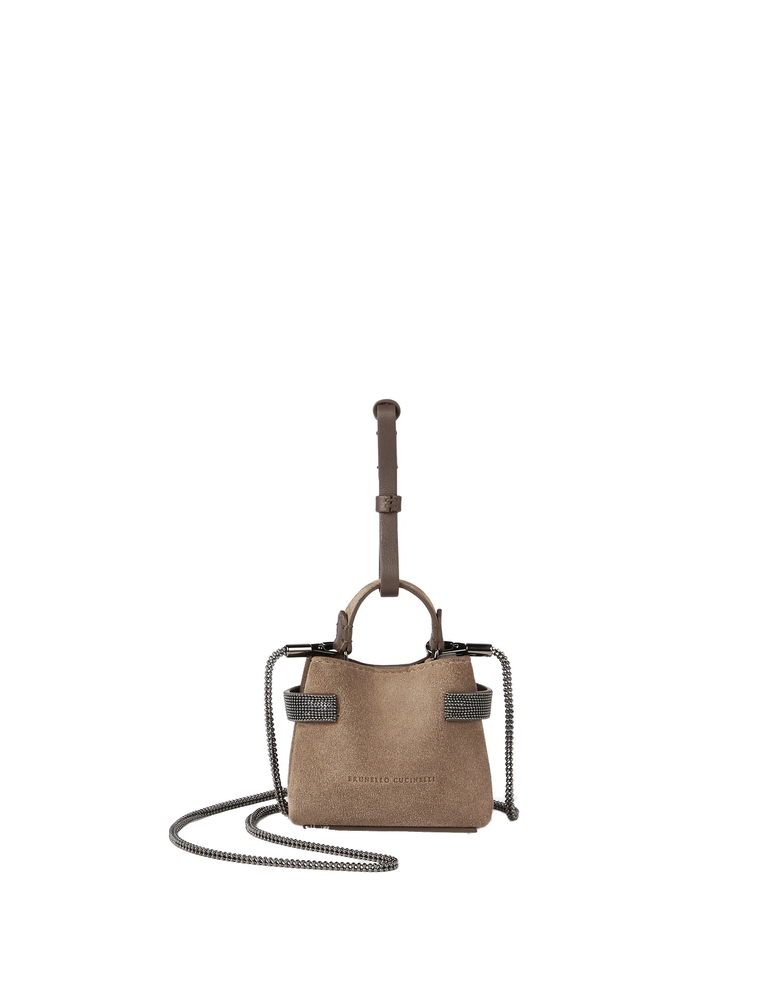 Brunello Cucinelli Top-Handle Essence micro bag in Bark | Buy Mini Bags at Luxury Shoes Brunello Cucinelli Top-Handle Essence micro bag in Bark
