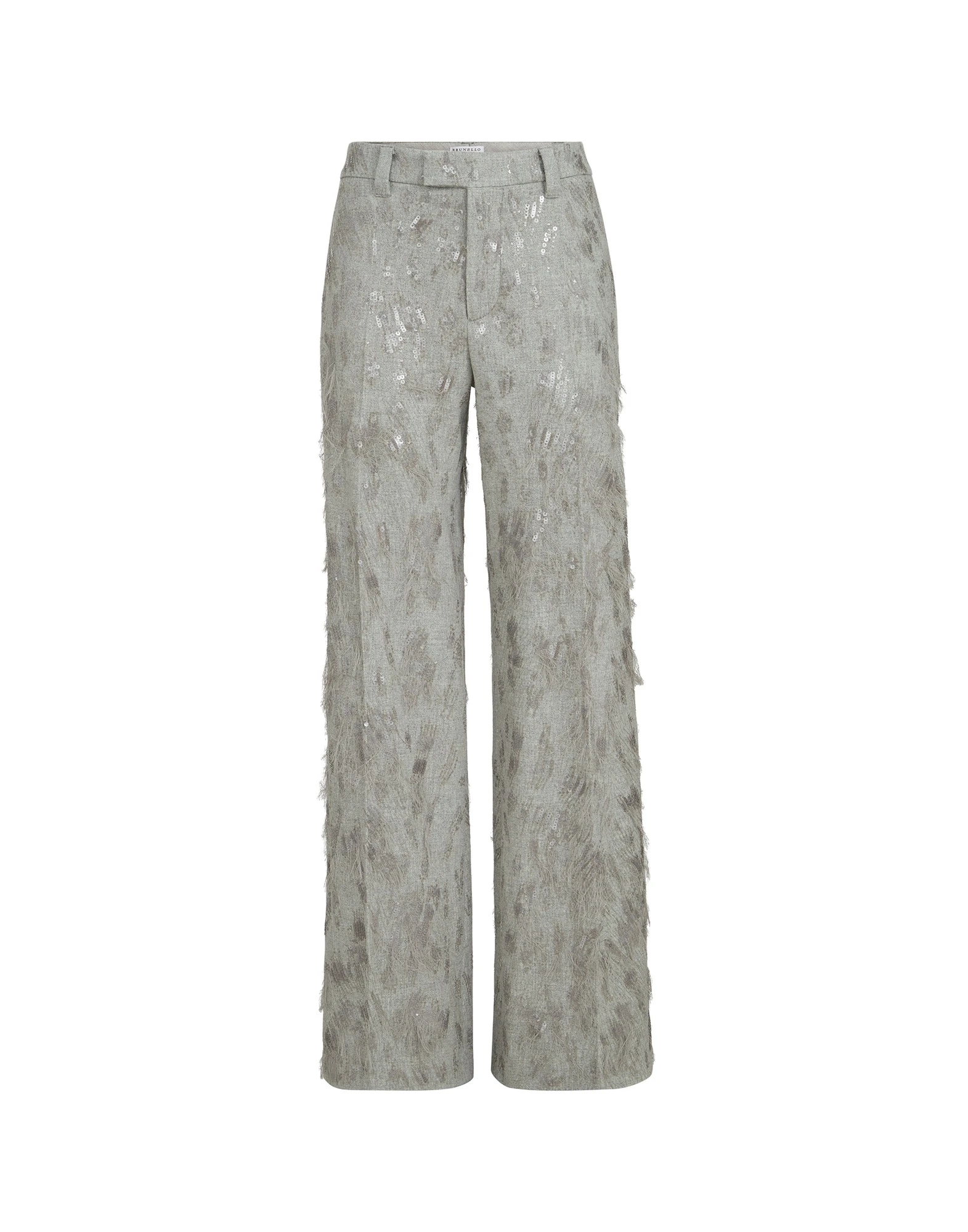 Brunello Cucinelli Trousers with dazzling lynx embroidery in Grey Brunello Cucinelli