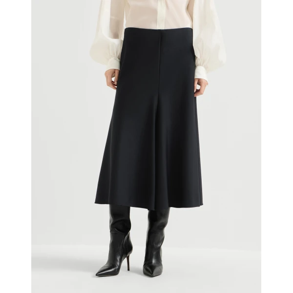 Brunello Cucinelli Twill Flute skirt in Black, view 2 | Skirts | Luxury Shoes 