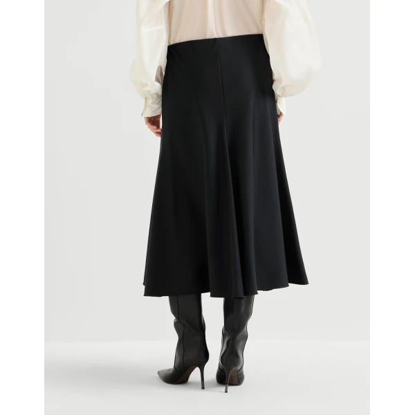 Brunello Cucinelli Twill Flute skirt in Black, view 3 | Skirts | Luxury Shoes 