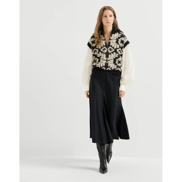Brunello Cucinelli Twill Flute skirt in Black, view 5 | Skirts | Luxury Shoes 