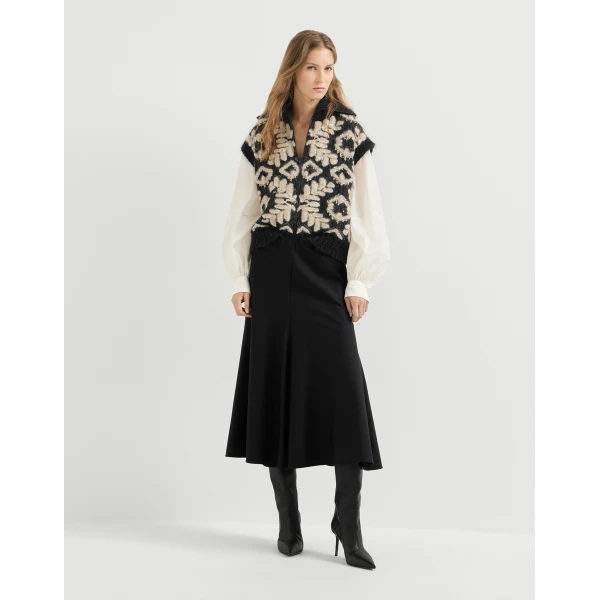 Brunello Cucinelli Twill Flute skirt in Black, view 6 | Skirts | Luxury Shoes 