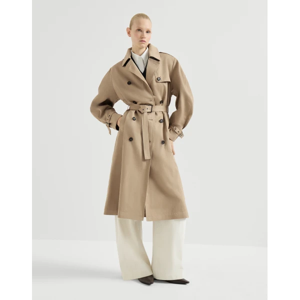 Twill trench with monili in Camel - Image 2