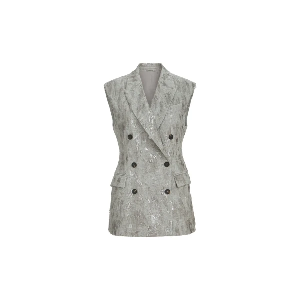 Vest with dazzling lynx embroidery in Grey