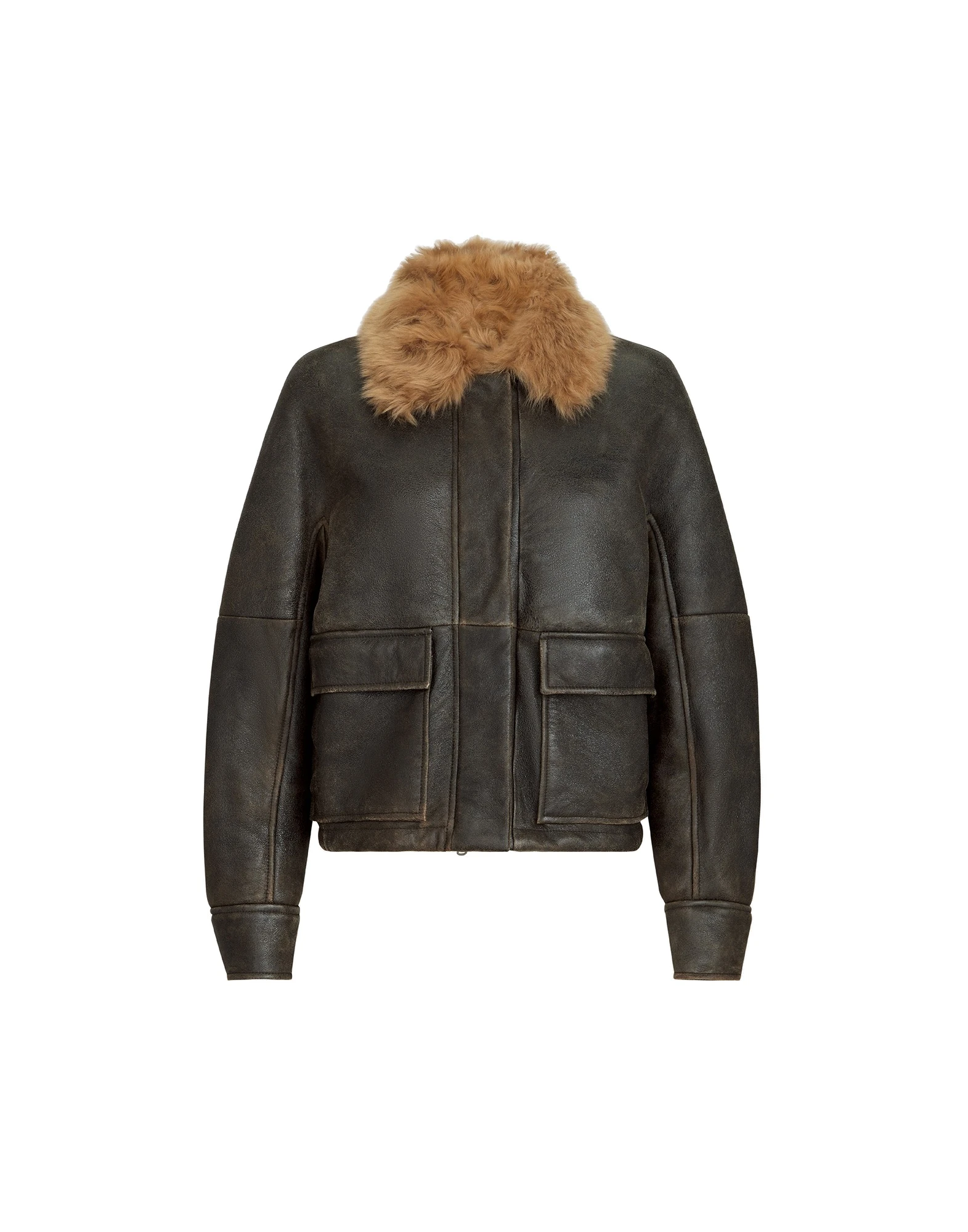 Brunello Cucinelli Vintage-Effect shearling aviator jacket in Brown | Buy Jackets at Luxury Shoes Brunello Cucinelli Vintage-Effect shearling aviator jacket in Brown