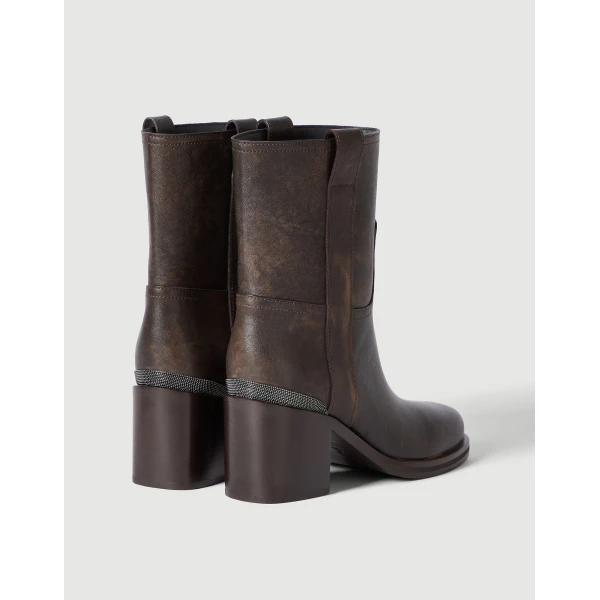 Vintage leather ankle boots in Rust Brown - Image 3