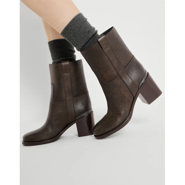 Vintage leather ankle boots in Rust Brown - Image 5