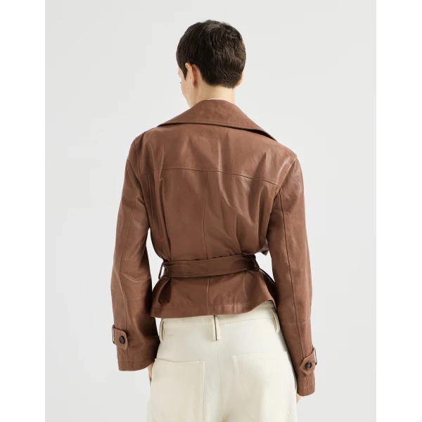 Vintage nappa Crop trenchcoat in Brown - Image 3