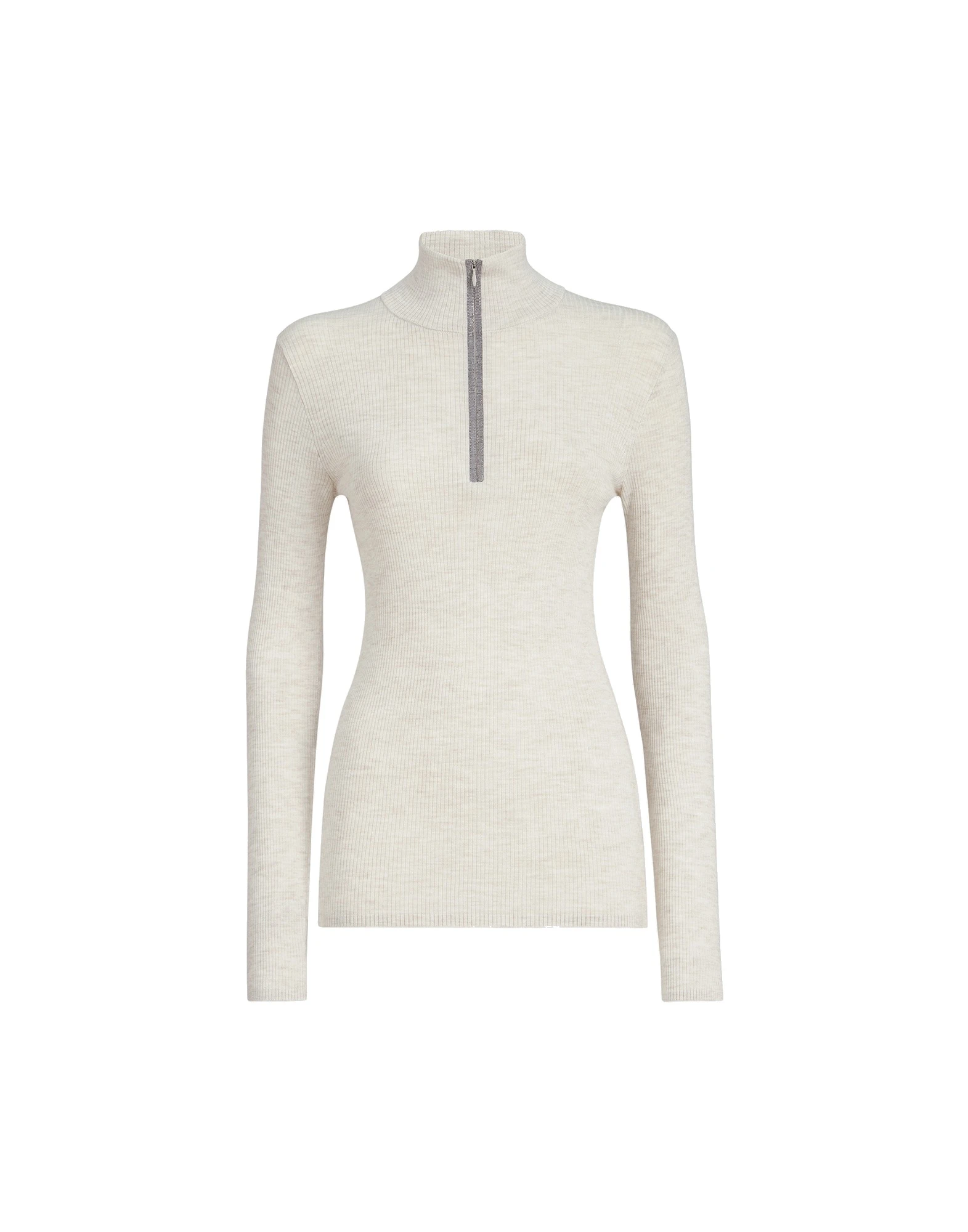 Brunello Cucinelli Virgin wool and cashmere sweater in Pearl Grey Brunello Cucinelli