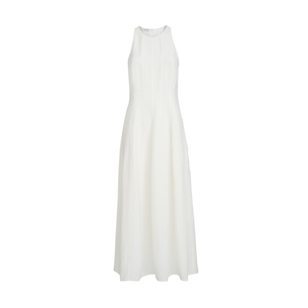 Brunello Cucinelli Viscose and linen fluid twill dress in White