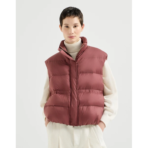 Brunello Cucinelli Water-resistant down vest in Ruby