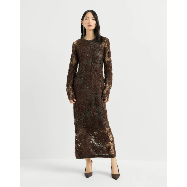 Whispering bloom embroidery dress in Brown - Image 2