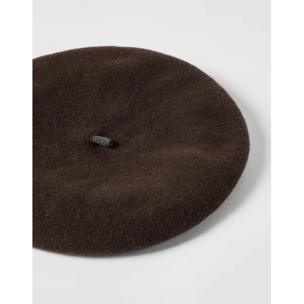 Brunello Cucinelli Wool beret in Cocoa, view 3 | Hats | Luxury Shoes 