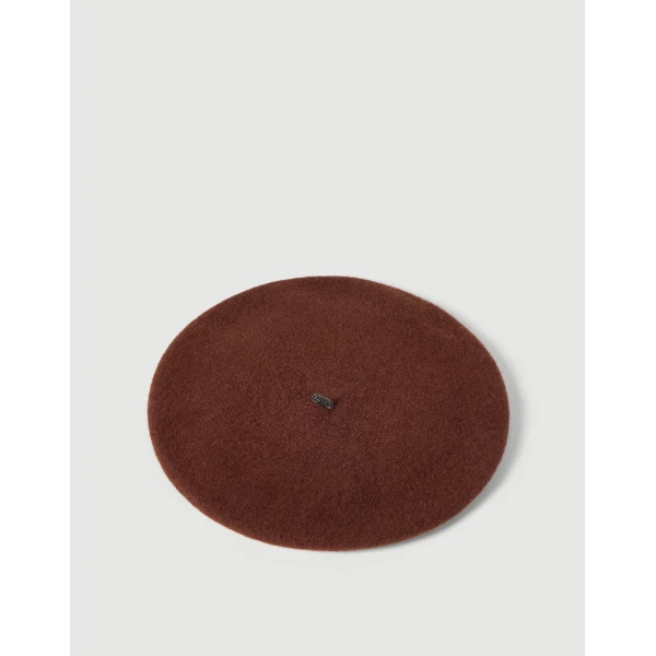 Brunello Cucinelli Wool beret in Ruby, view 3 | Hats | Luxury Shoes 