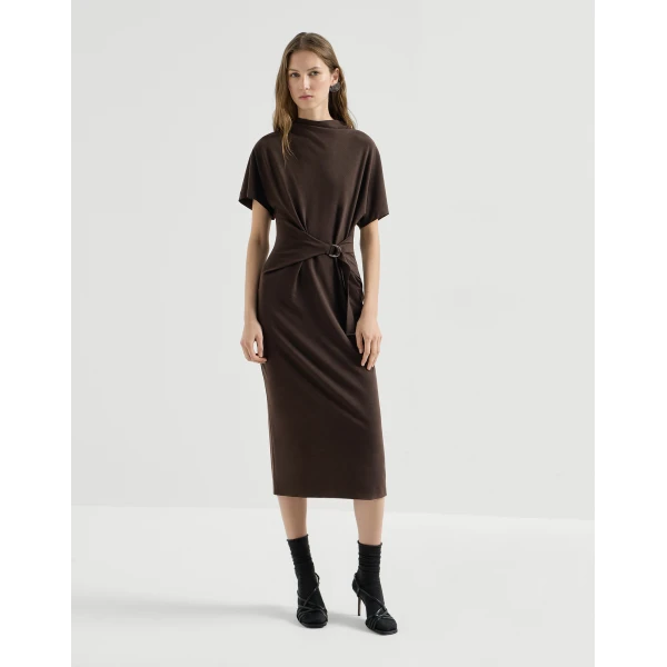 Brunello Cucinelli Wrap belt dress in Coffee