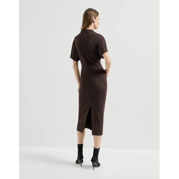Brunello Cucinelli Wrap belt dress in Coffee