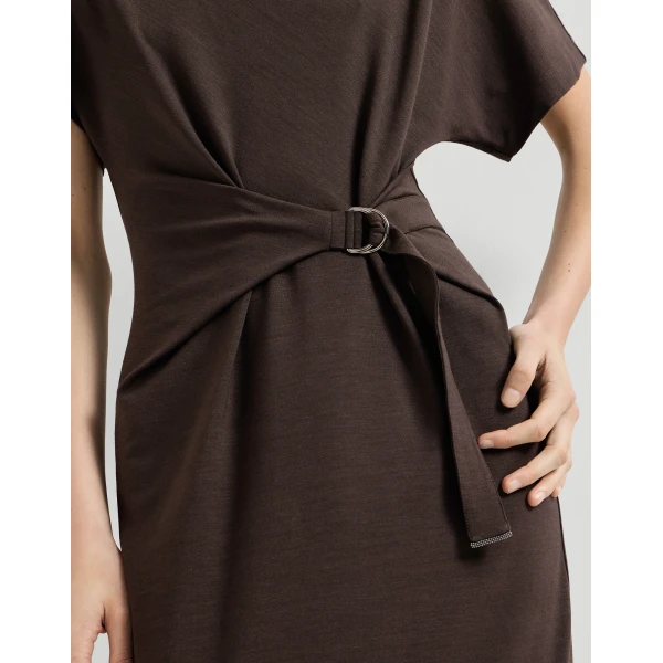 Brunello Cucinelli Wrap belt dress in Coffee
