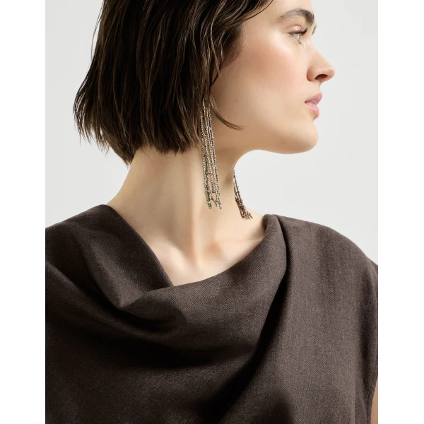 Brunello Cucinelli Wrap-effect dress in Pine Cone Brown