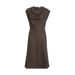 Brunello Cucinelli Wrap-effect dress in Pine Cone Brown