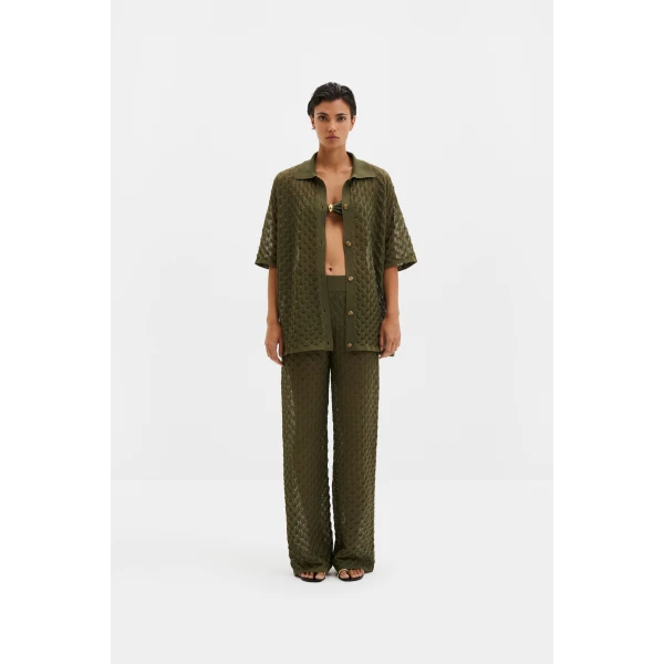 By Malina Alissa Pants in Dusty Olive, view 2