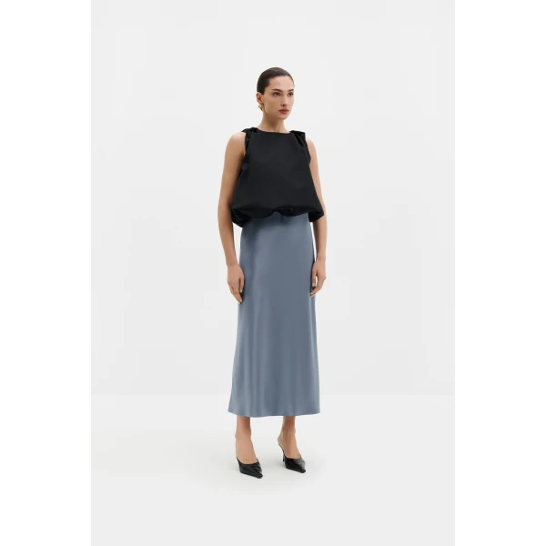 By Malina Aubree Midi Skirt in Steel Blue, view 2