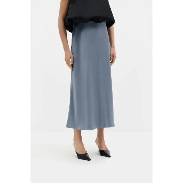 By Malina Aubree Midi Skirt in Steel Blue, view 3