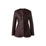 By Malina Carol Leather Blazer in Burgundy