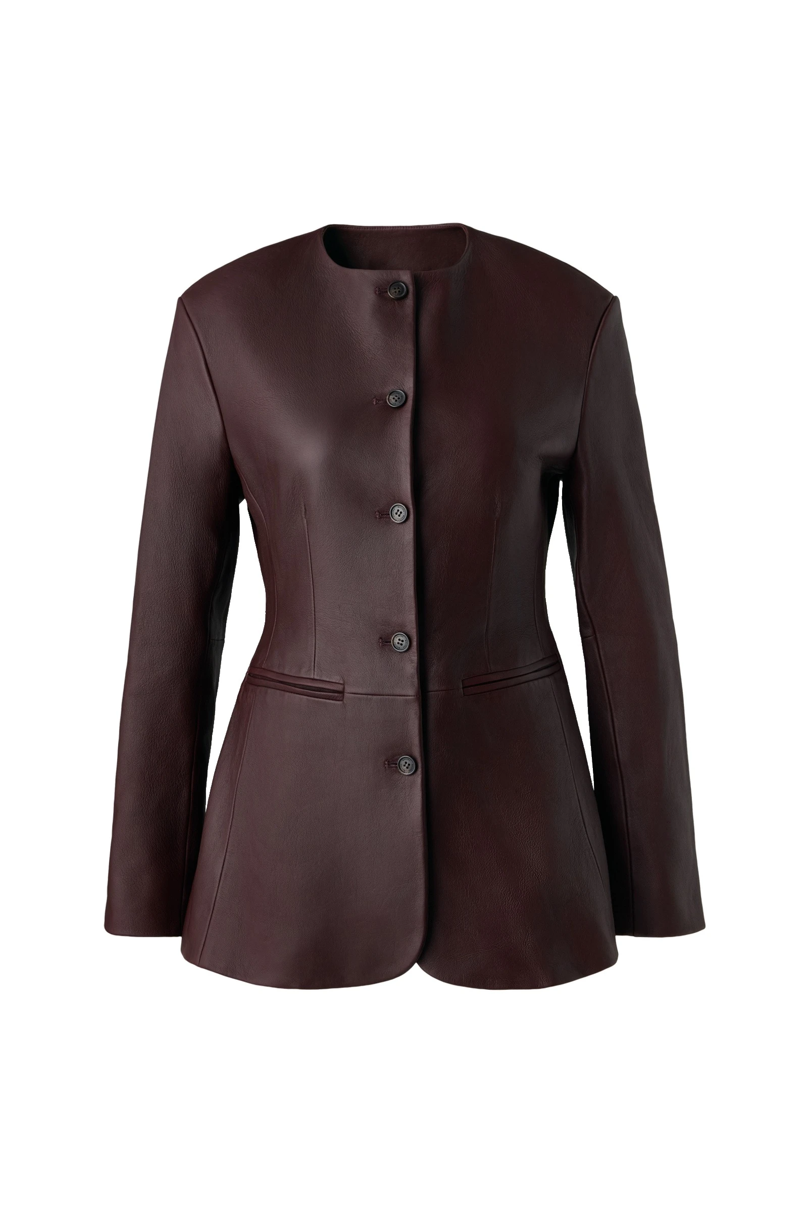 By Malina Carol Leather Blazer in Burgundy By Malina Carol Leather Blazer in Burgundy